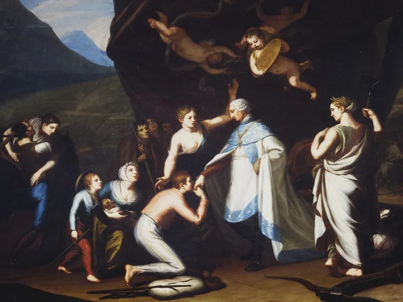 1782-José de Odriozola y Oñativia - Carlo III, indossando l'abito dell'ordine che porta il suo nome, riceve i coloni della Sierra Morena
